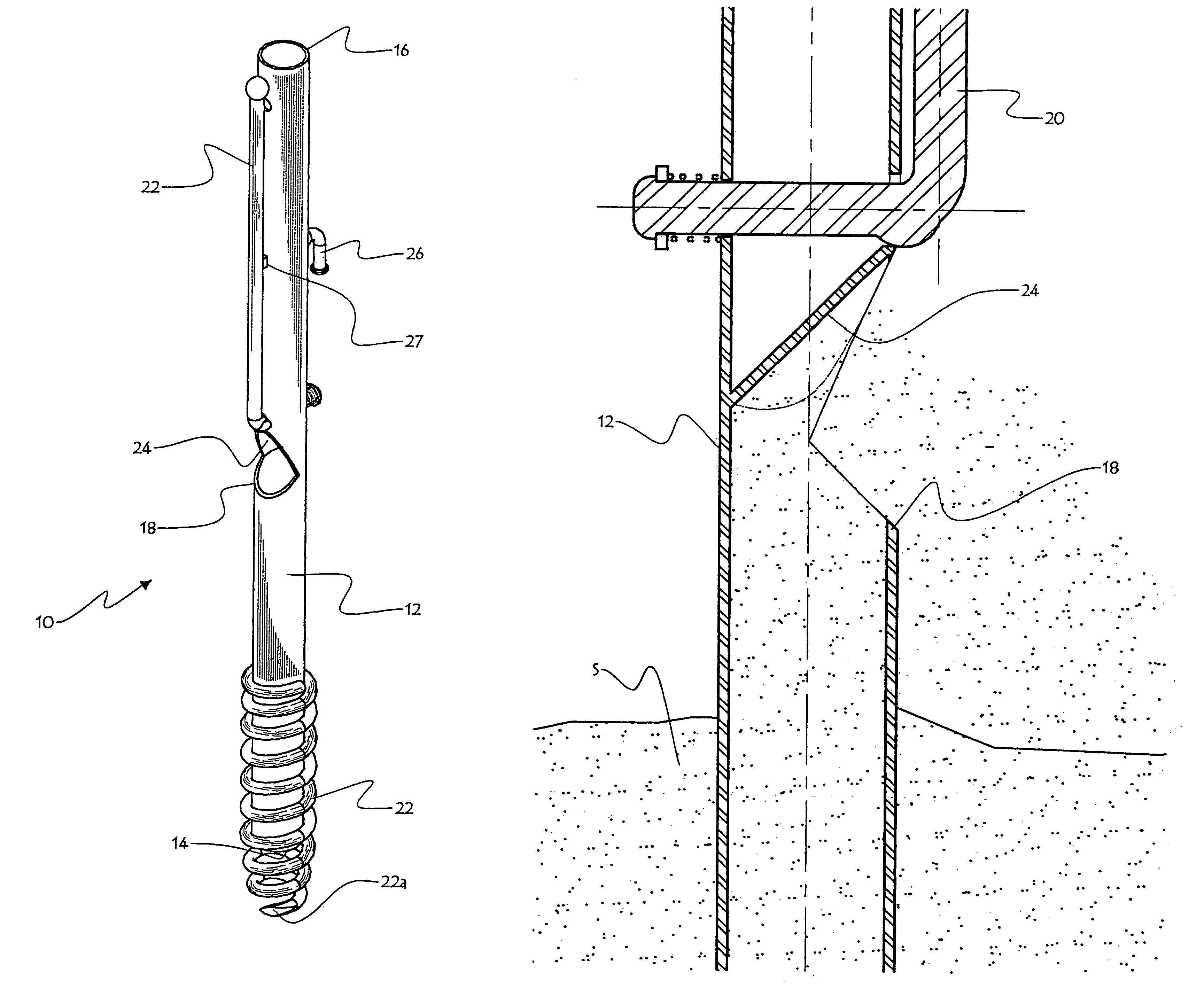 Support device destined to be anchored in the ground