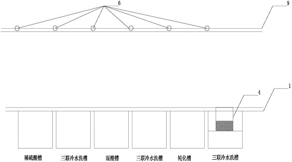 Full-automatic production line for initiating explosive device primer cup metal surface treatment and process