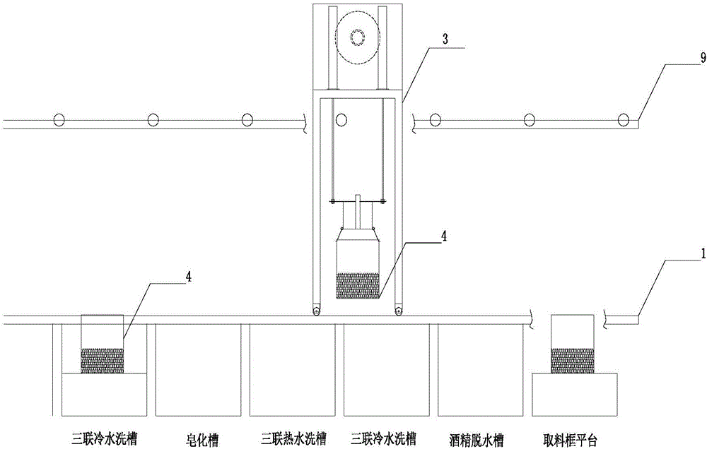 Full-automatic production line for initiating explosive device primer cup metal surface treatment and process