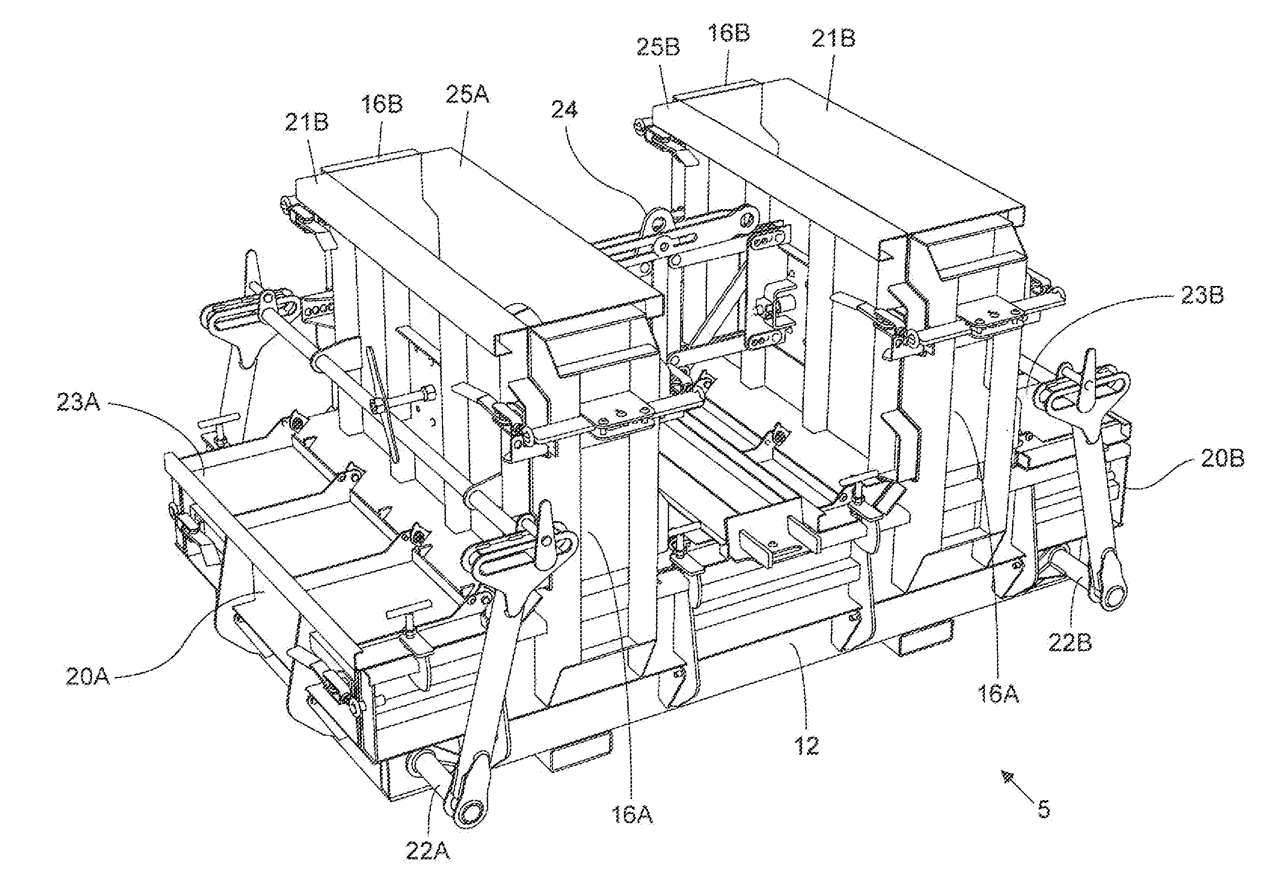 Method of and machine for manufacturing concrete u-wall type construction elements and method of operating the same