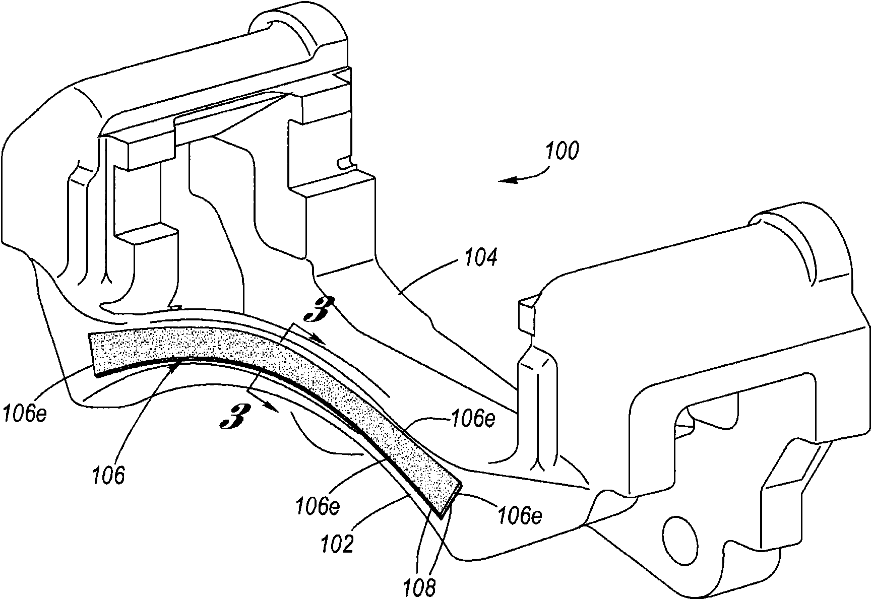 Coulomb friction damped disc brake caliper bracket