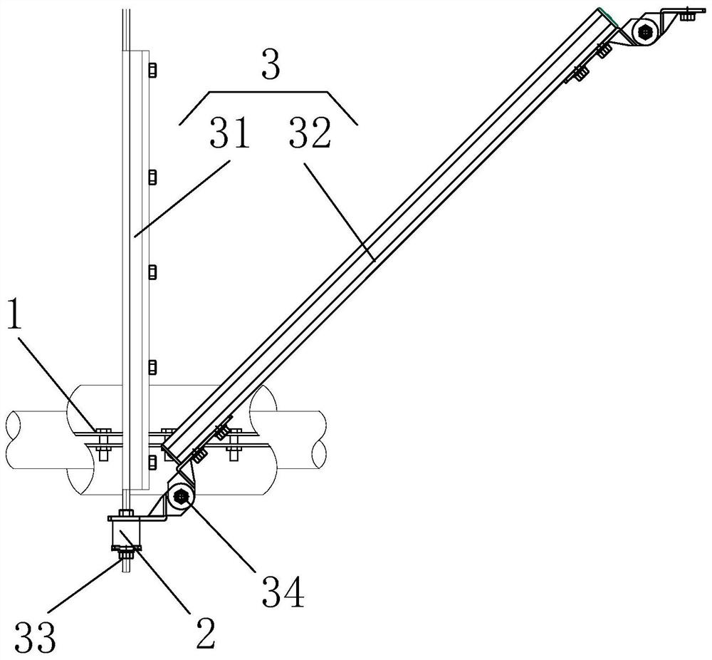 A water pipe side longitudinal anti-seismic support