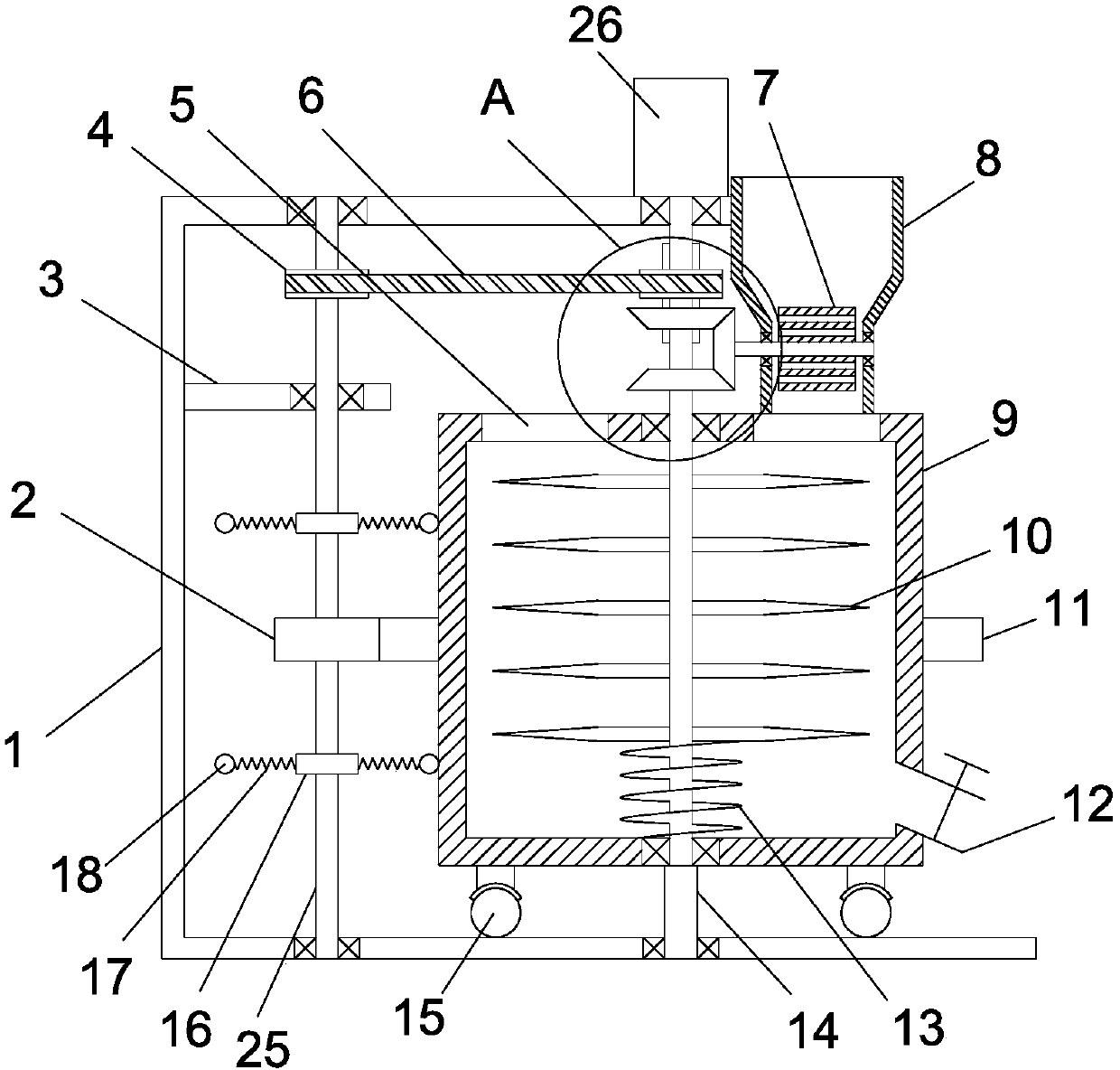 Efficient concrete stirring device for water conservancy project