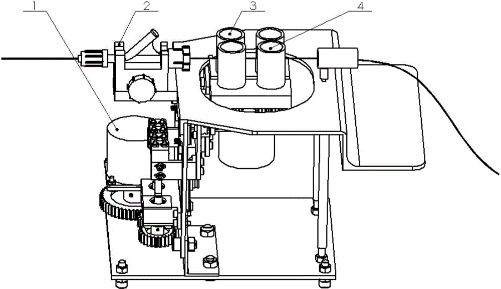 Blood vessel interventional operation conduit or guide wire control device based on two-point clamping