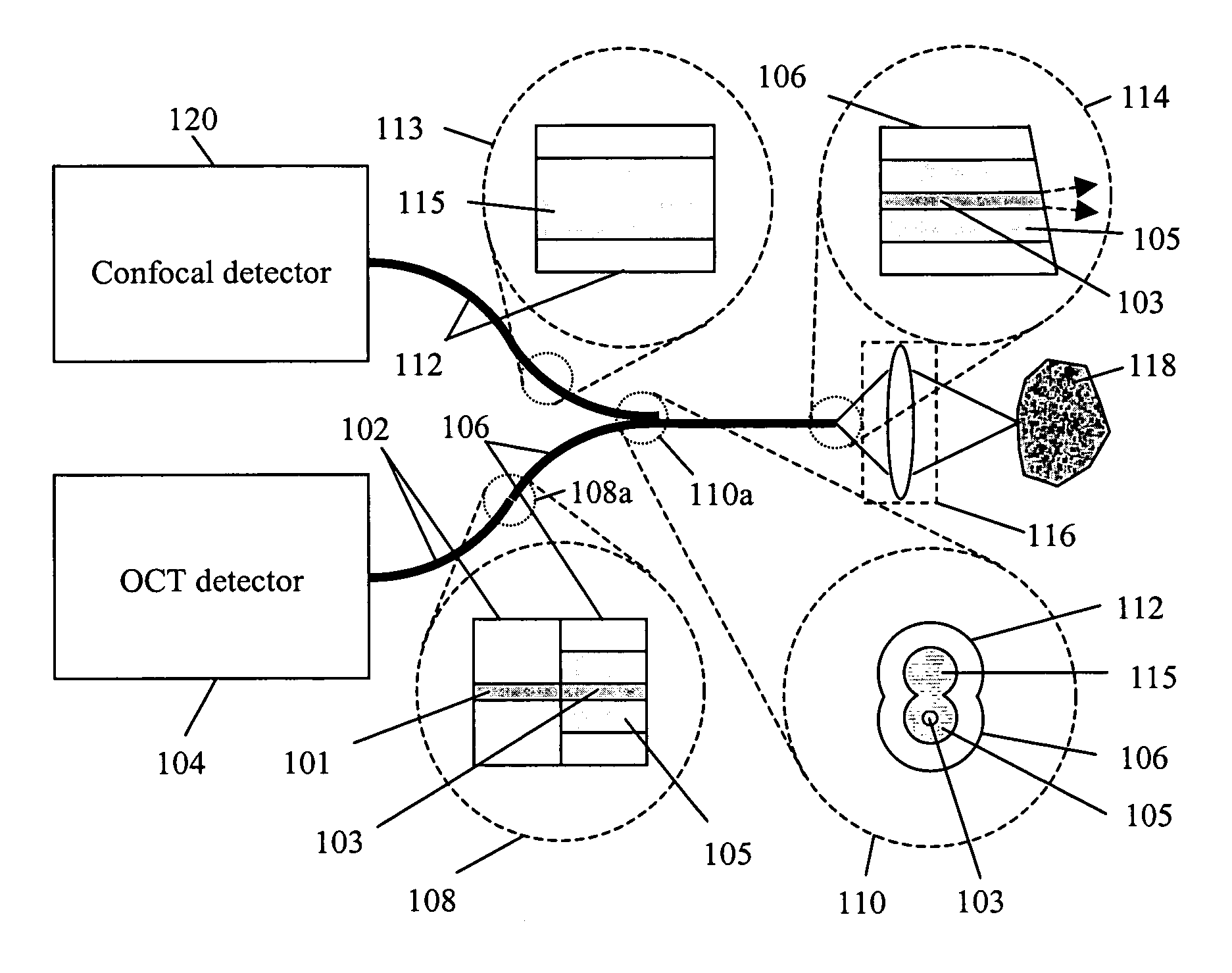 Apparatus and method for combined optical-coherence-tomographic and confocal detection