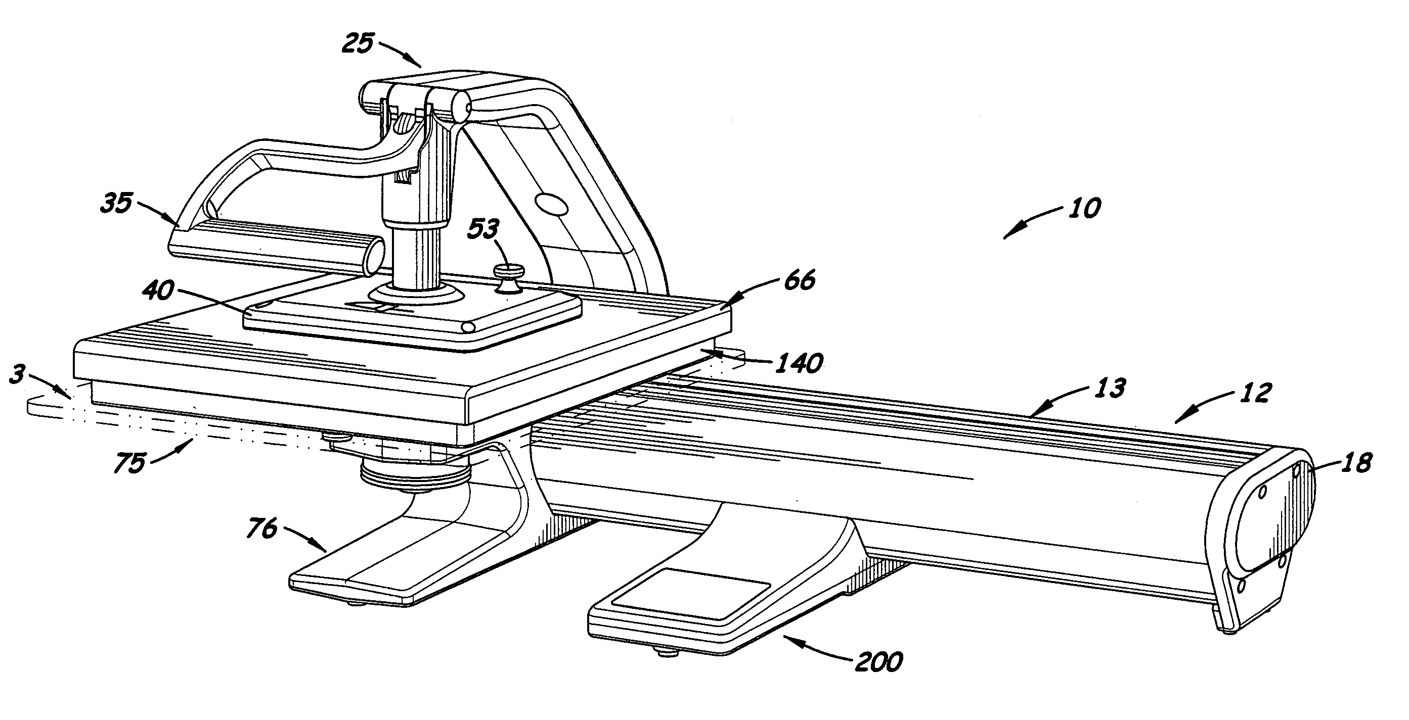 Modular lateral heat press machine