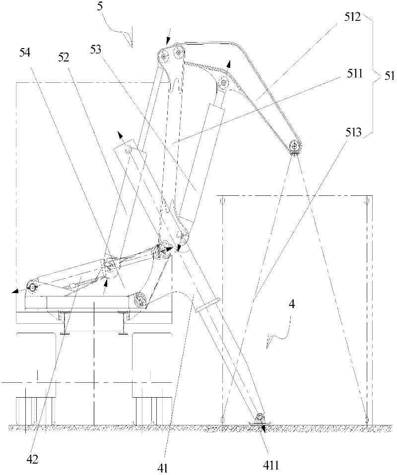 Container transport vehicle and self-loading and unloading device thereof