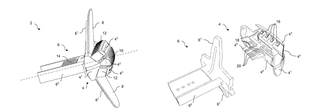 OLED diode support with elastic connection blades