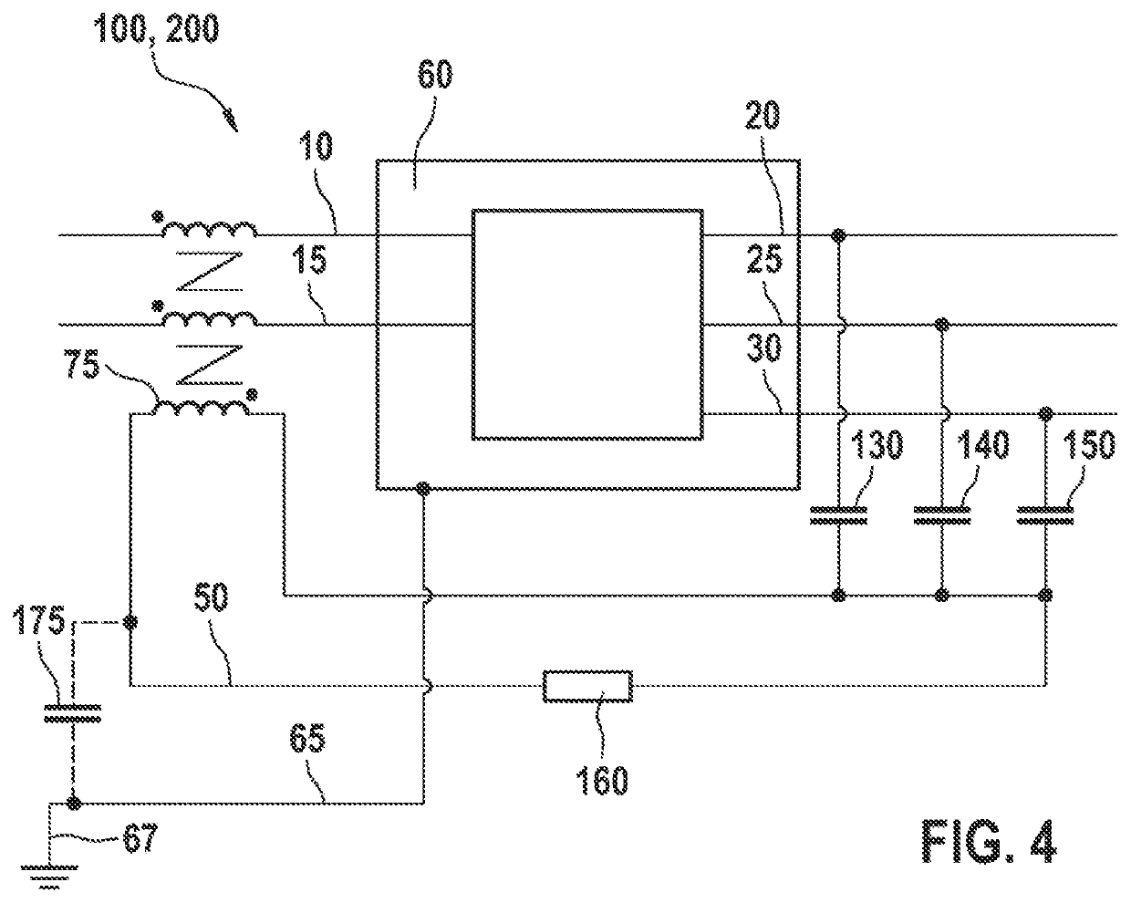 Circuit device for reducing common-mode interference of a power converter