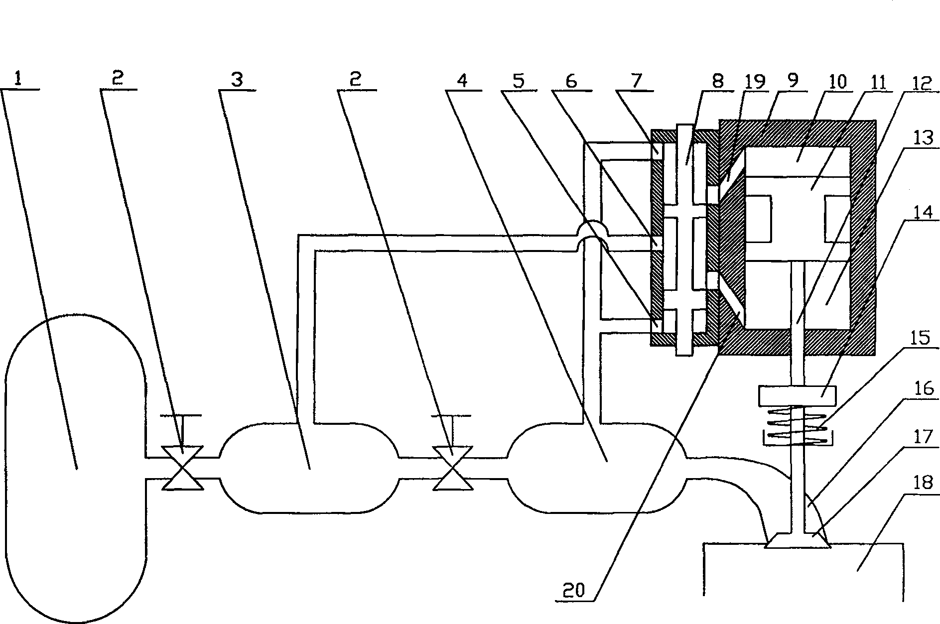 Compressed air engine electrically driven whole-variable valve actuating system