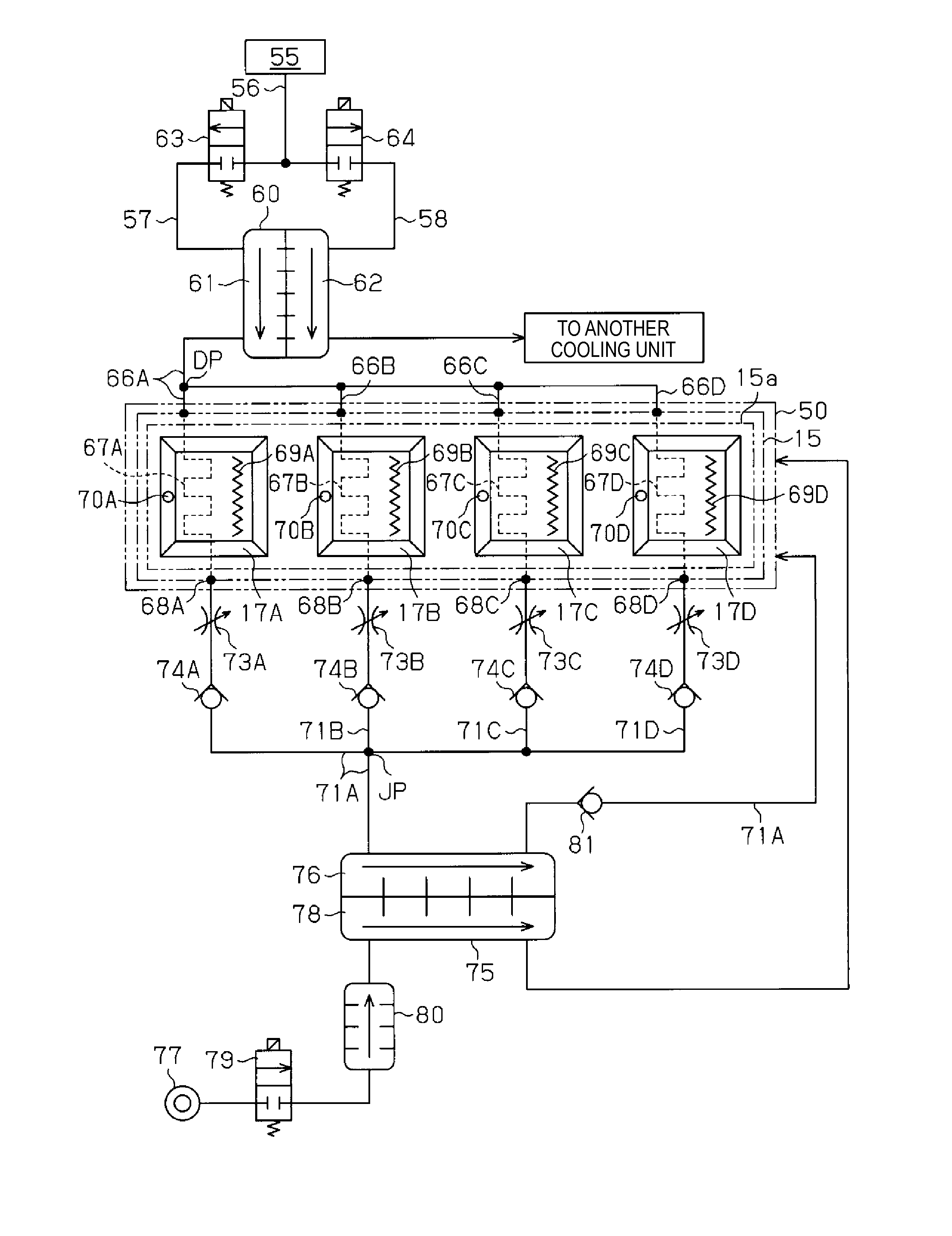 Handler provided with a temperature control unit