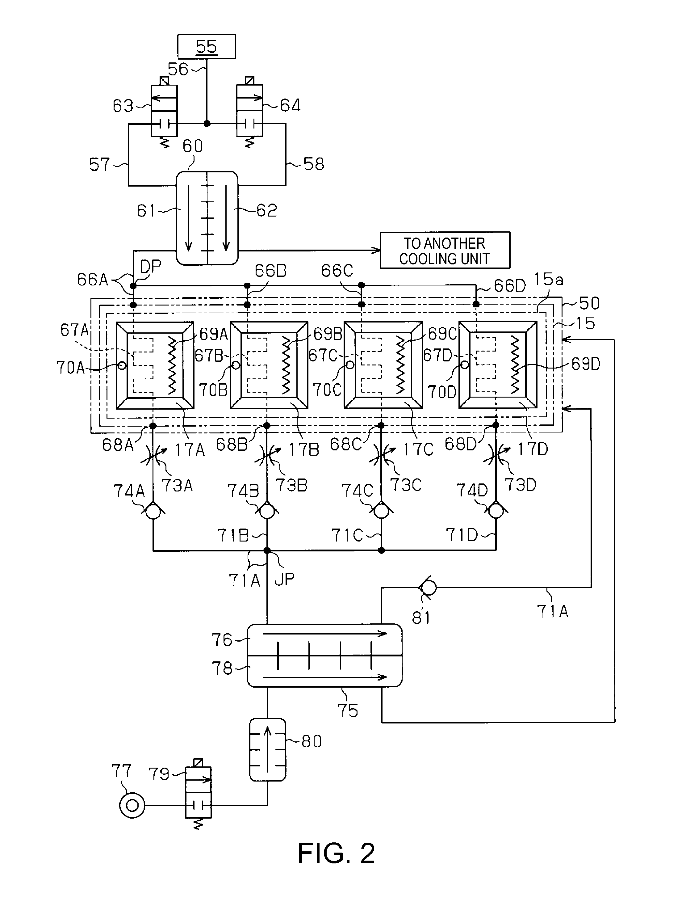 Handler provided with a temperature control unit