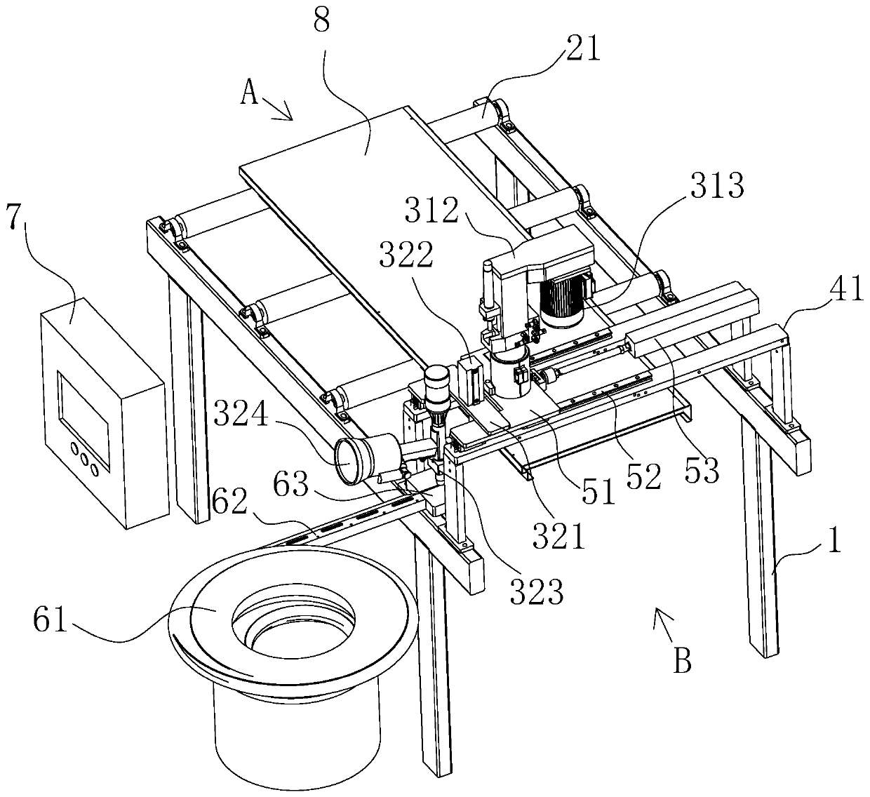 Automatic pop-rivet drilling device for door plate