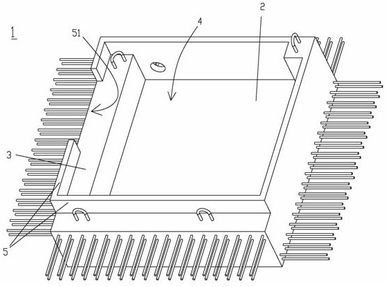 Prefabricated bathroom and kitchen floor, mounting structure, and construction method