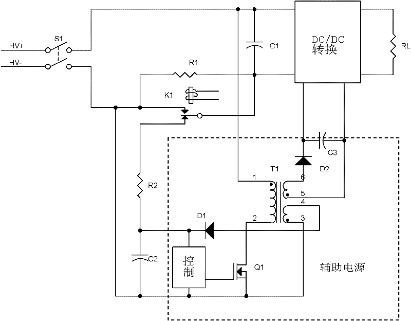 Auxiliary power source bootstrapping circuit of power source converting device