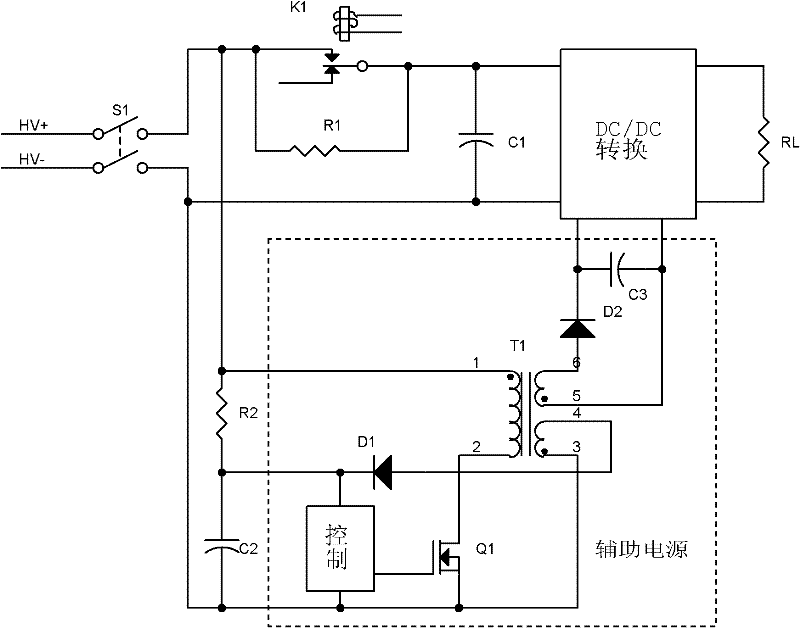 Auxiliary power source bootstrapping circuit of power source converting device