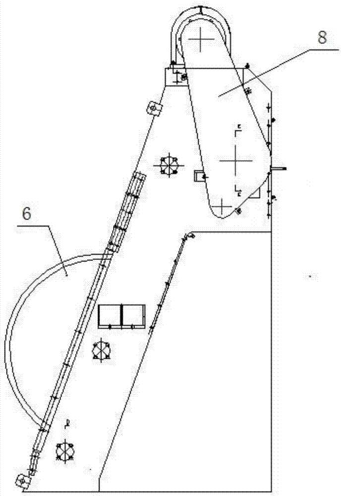 Combined slag removal system for grillage machine, and plate-mesh composite lateral-water-inflow grillage