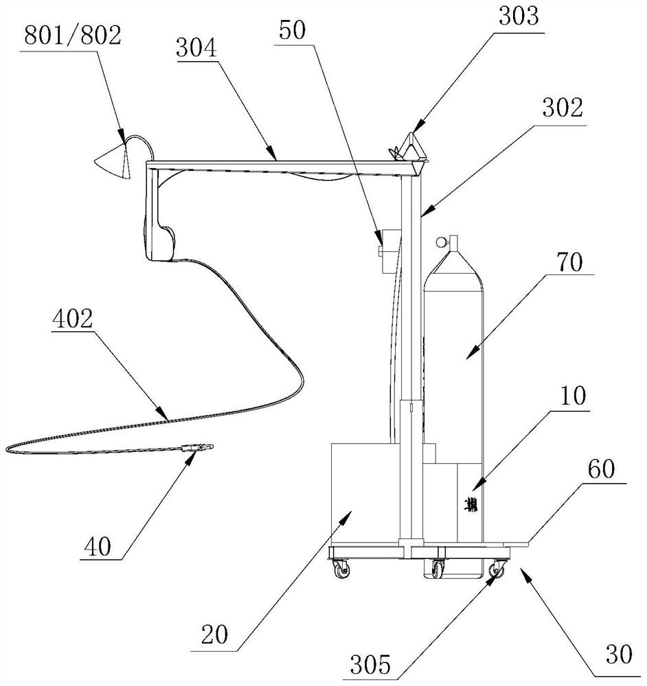 Self-adaptive cantilever type shielded welding machine assembly