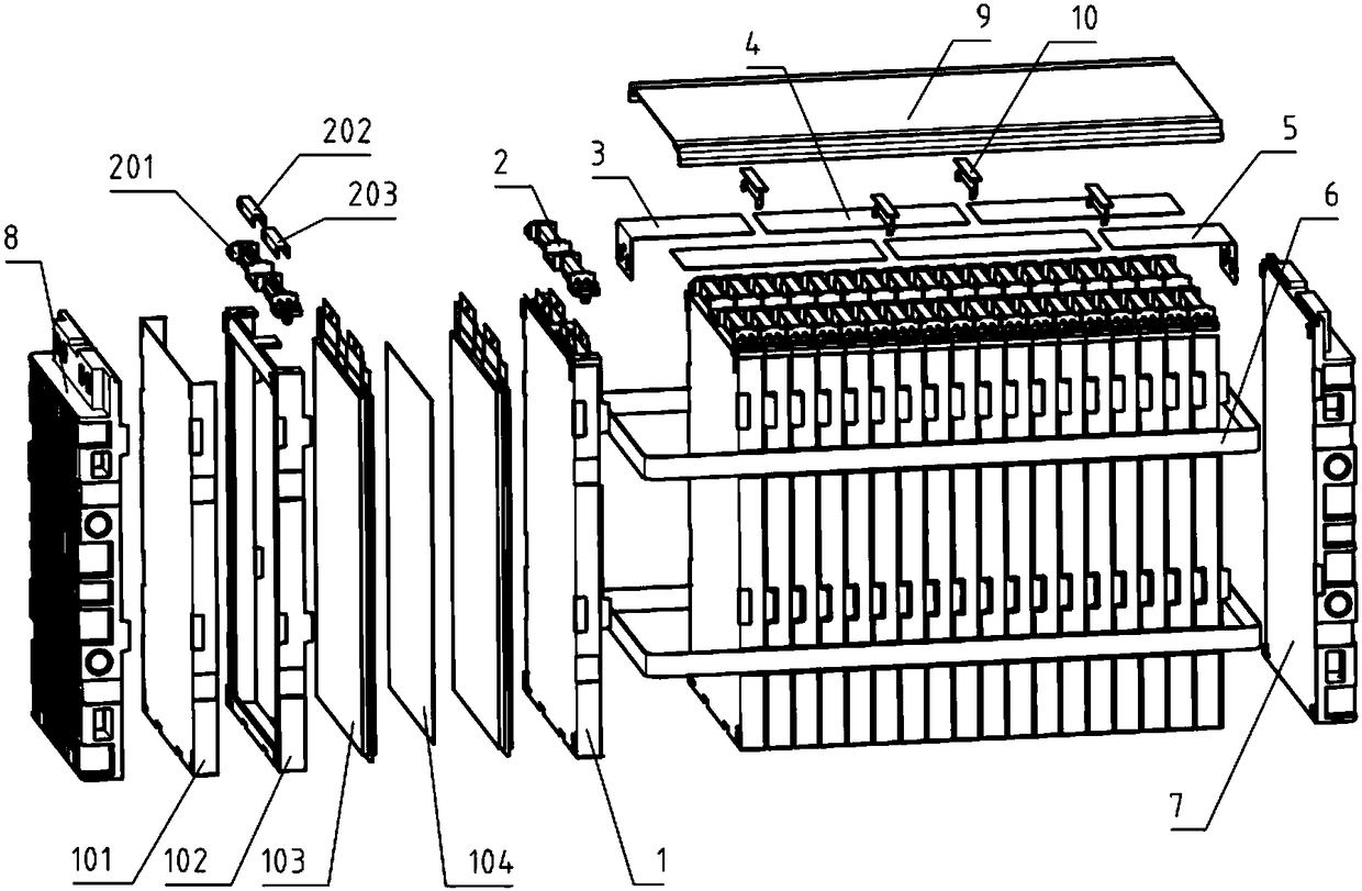 Flexible packaging lithium-ion battery module and connecting method