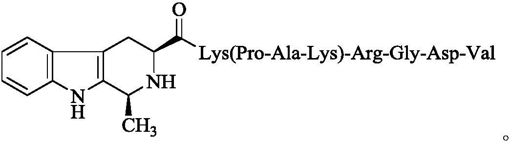 1S-methyl-beta-tetrahydrocarbolineacyl-K(PAK)-RGDV, synthesis, activity and application thereof