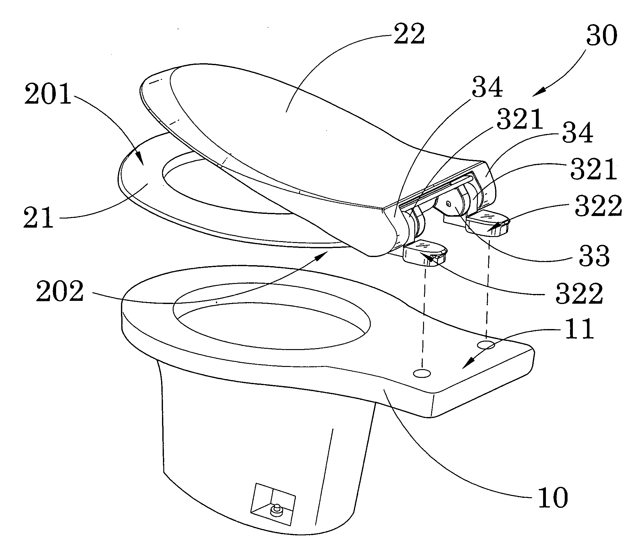 Hinge for toilet seat