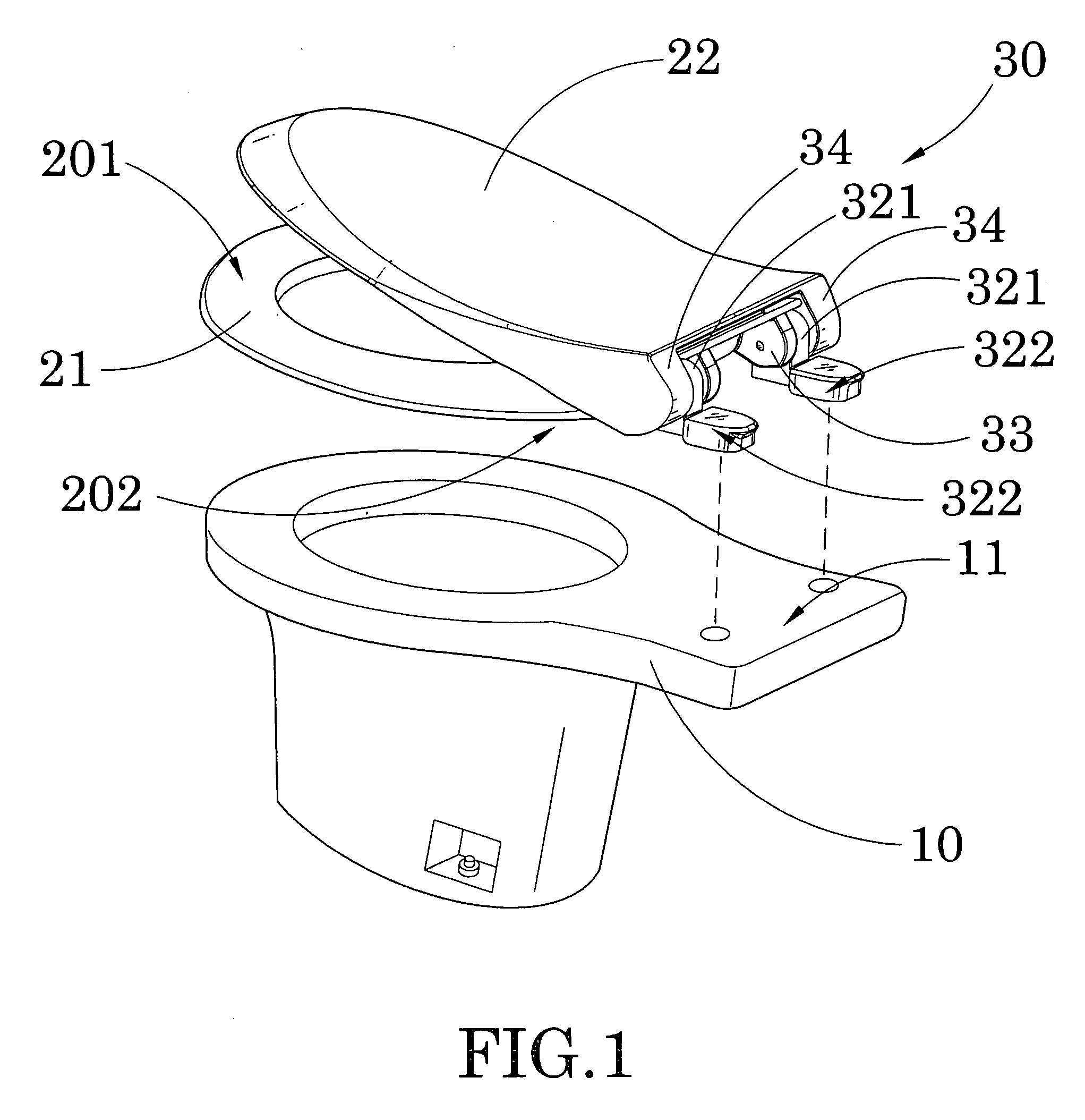 Hinge for toilet seat