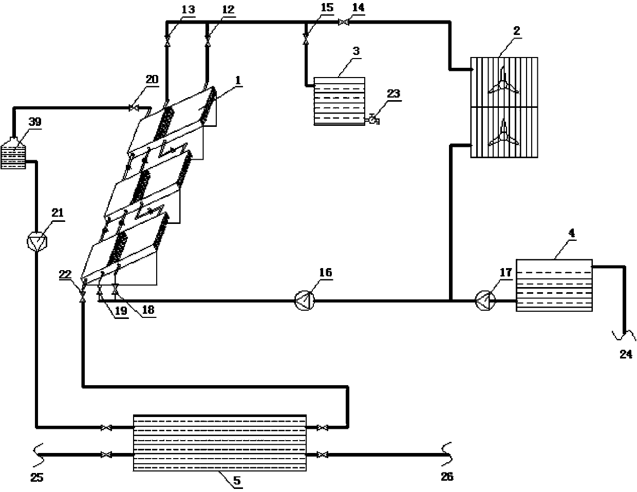 Solar cooling plate based combined cooling and heating system