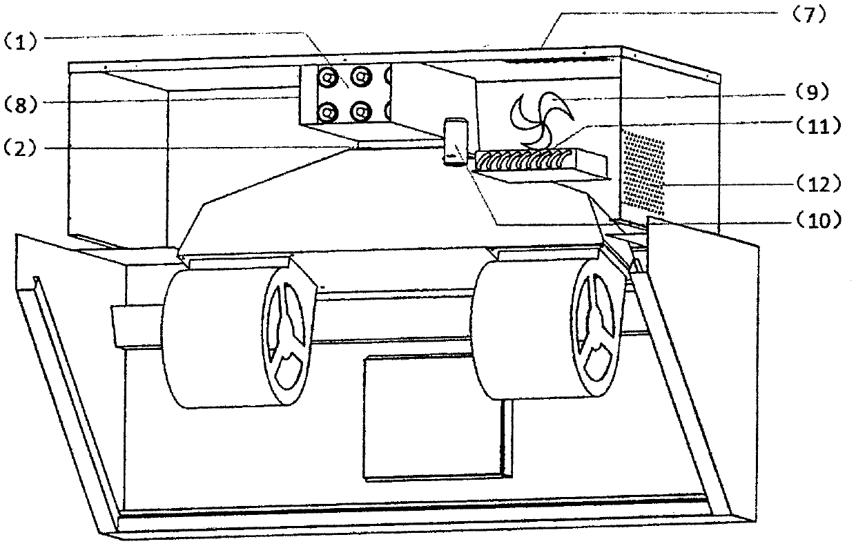 Built-in air conditioner type cooling and air purifying device for cooking fume purifying machine