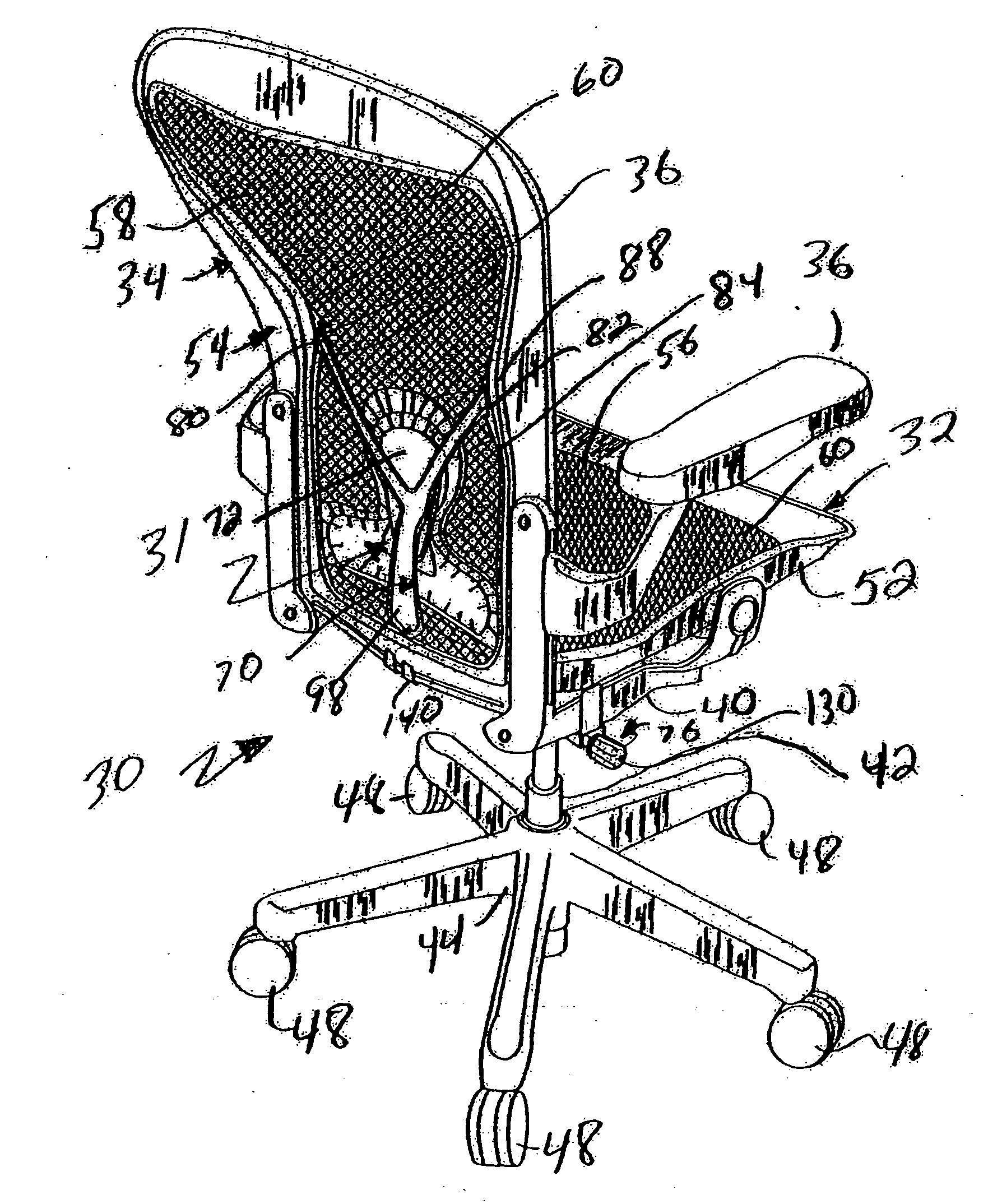 Sacral support member for seating