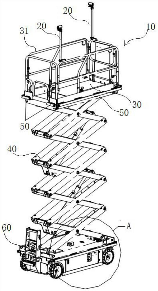 Omnibearing anti-collision device suitable for aerial working platform