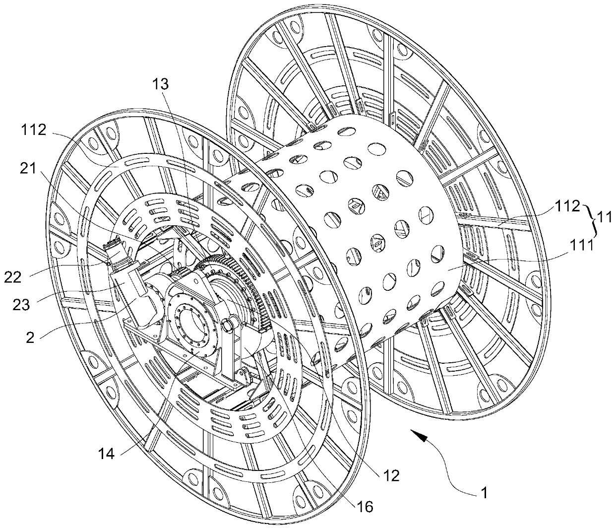 Coiled tubing reel device and coiled tubing vehicle