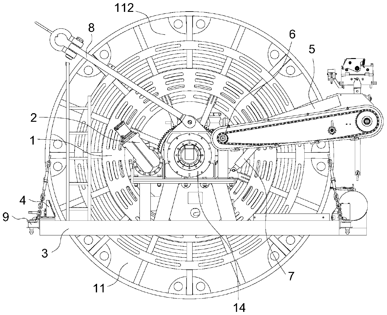 Coiled tubing reel device and coiled tubing vehicle