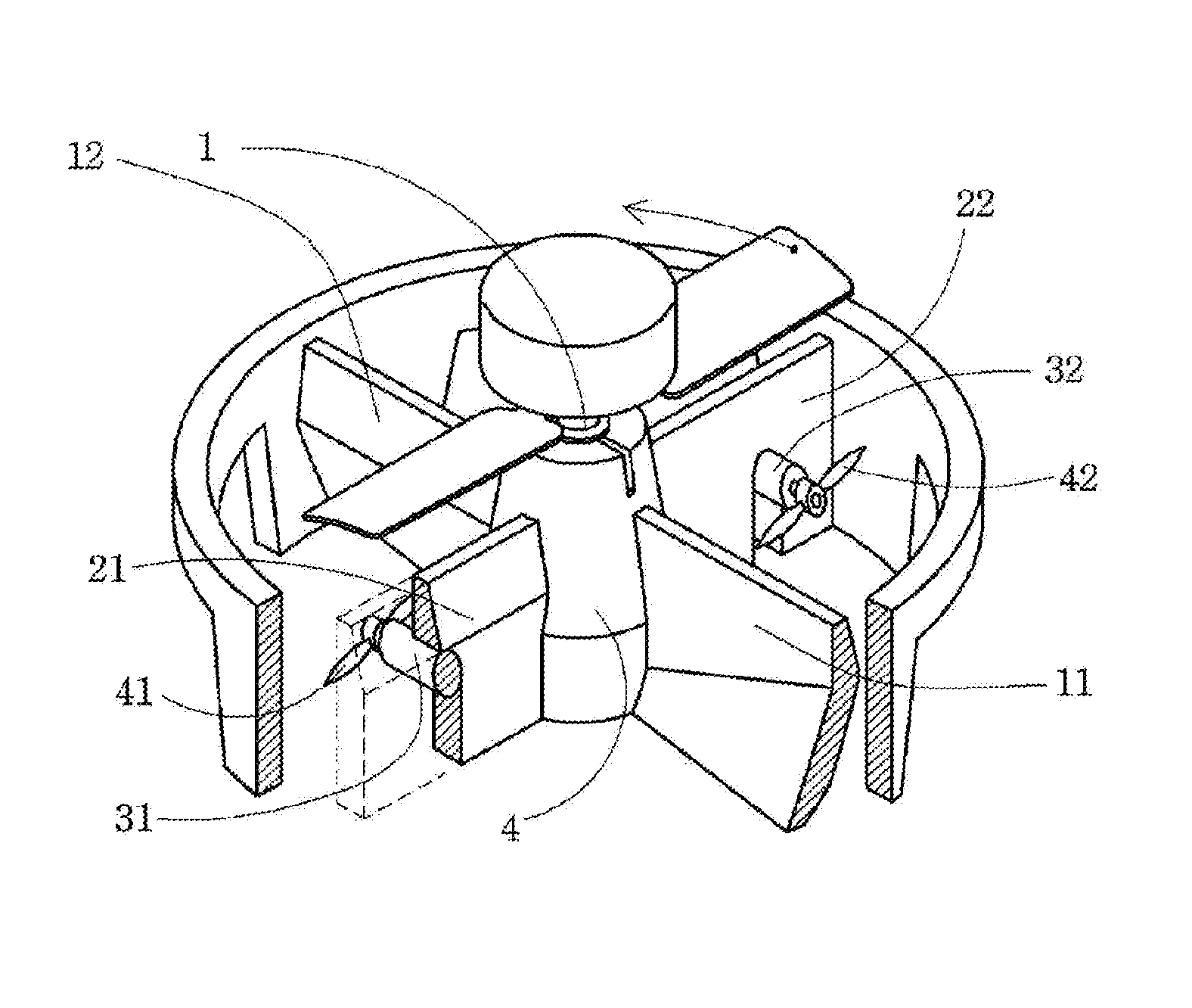 Bottom-adjustable propeller-type flying object