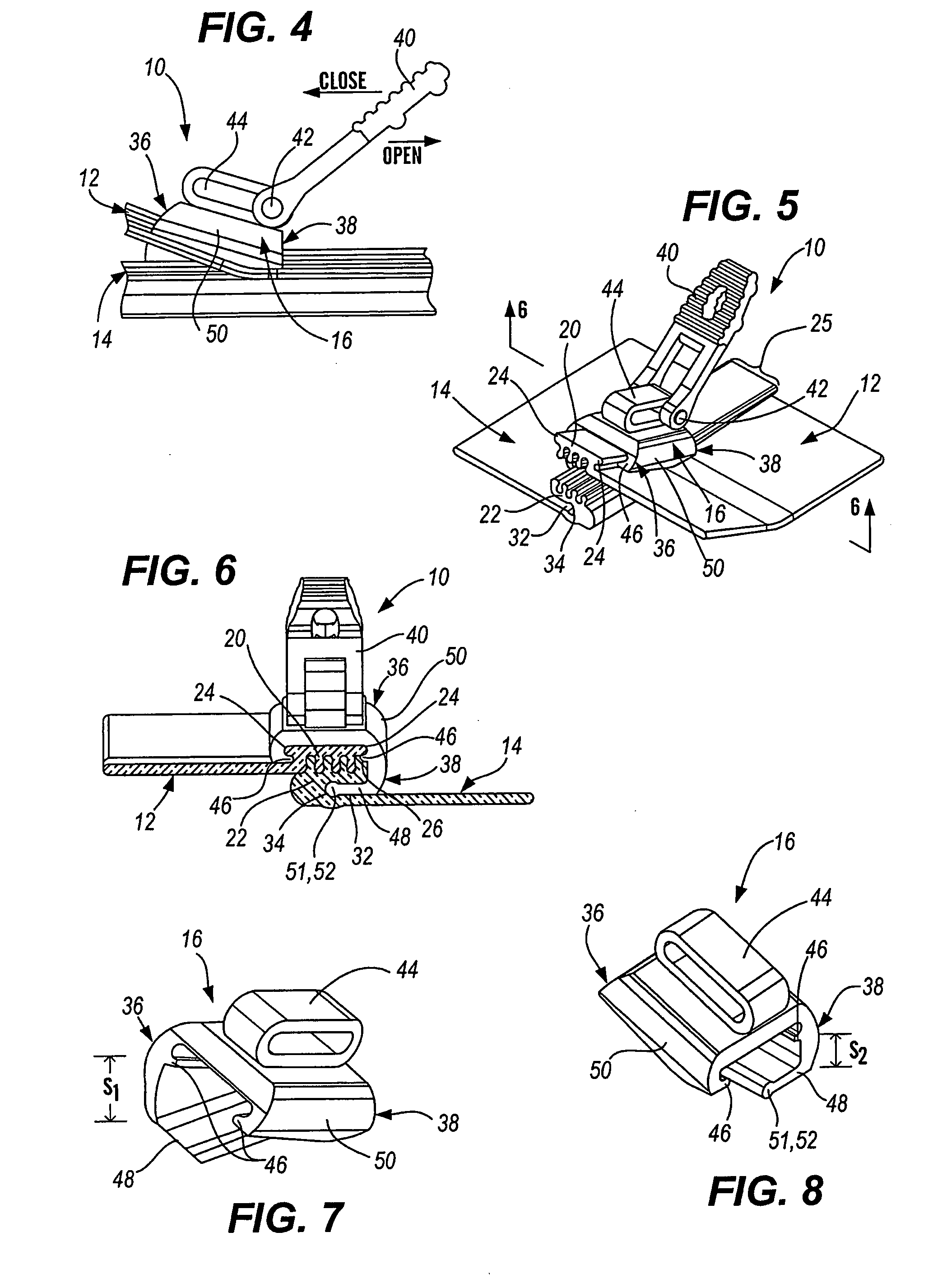 Device for creating a seal between fabrics or other materials