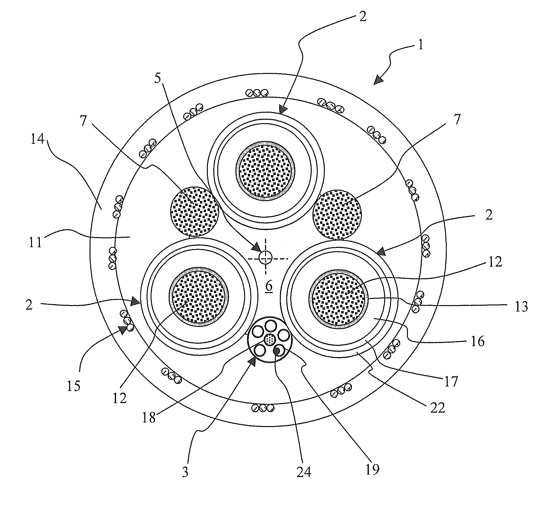 Electric cable with strain sensor and monitoring system and method for detecting strain in at least one electric cable