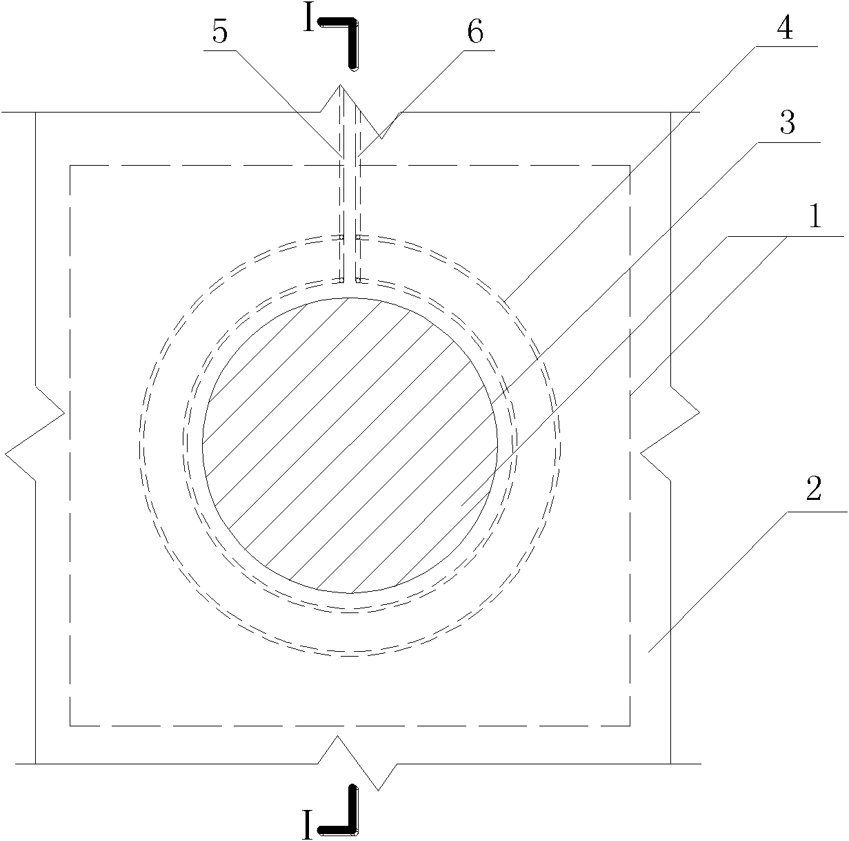 Freezing process water stopping device of pre-buried freezing pipe at opening of wall body of underground continuous wall