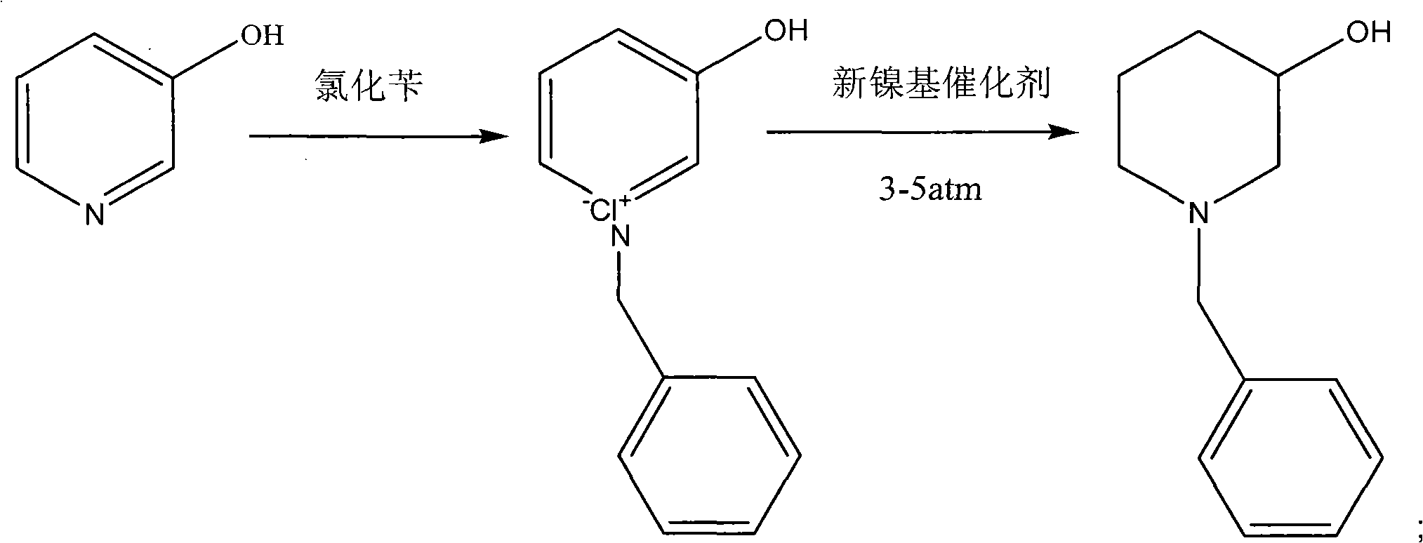 Novel synthesis process of N-benzyl-3-piperidinol, novel nickel-based catalyst and preparation method thereof