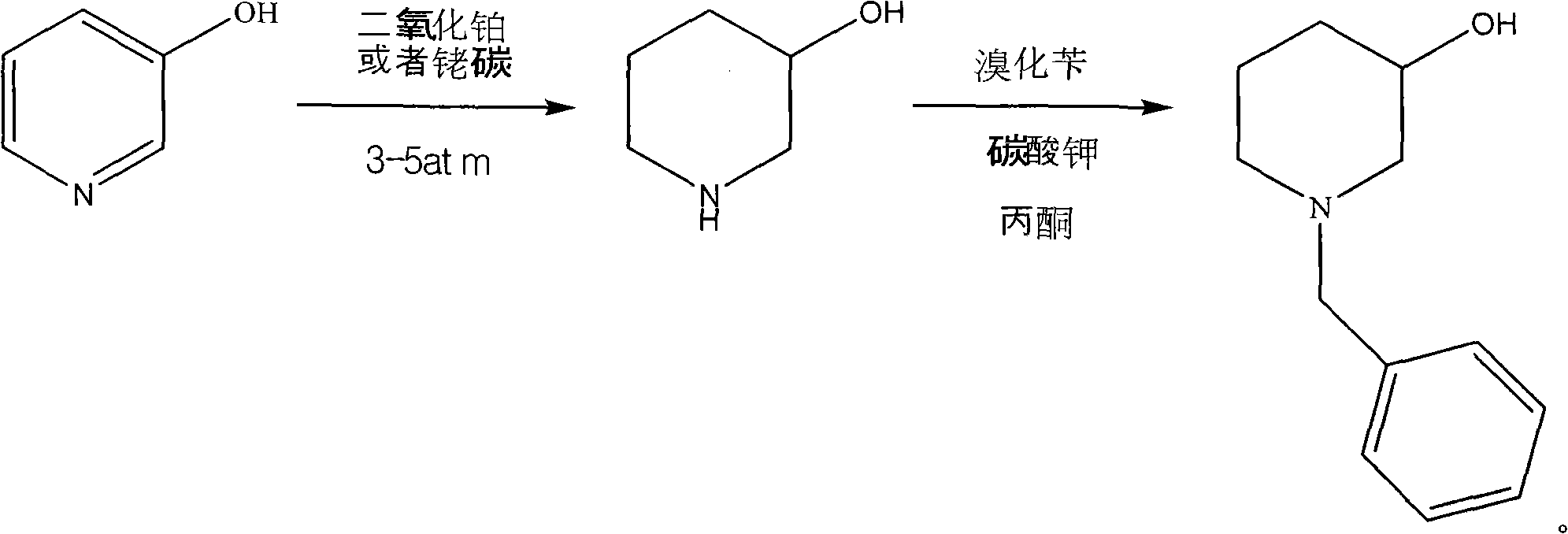 Novel synthesis process of N-benzyl-3-piperidinol, novel nickel-based catalyst and preparation method thereof