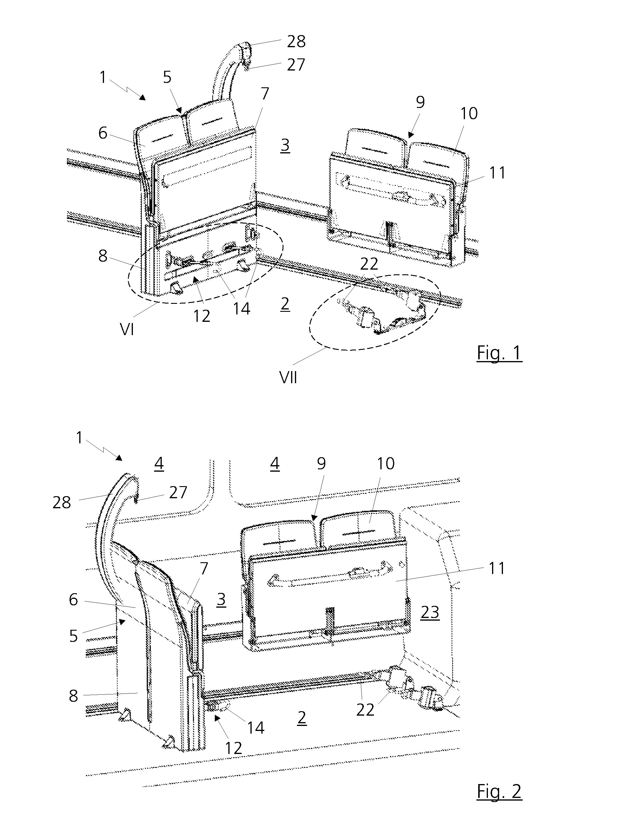 Double folding seat for a vehicle