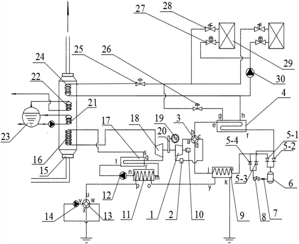 Air-conditioning device capable of realizing gradient utilization for waste heat of ship, and working method