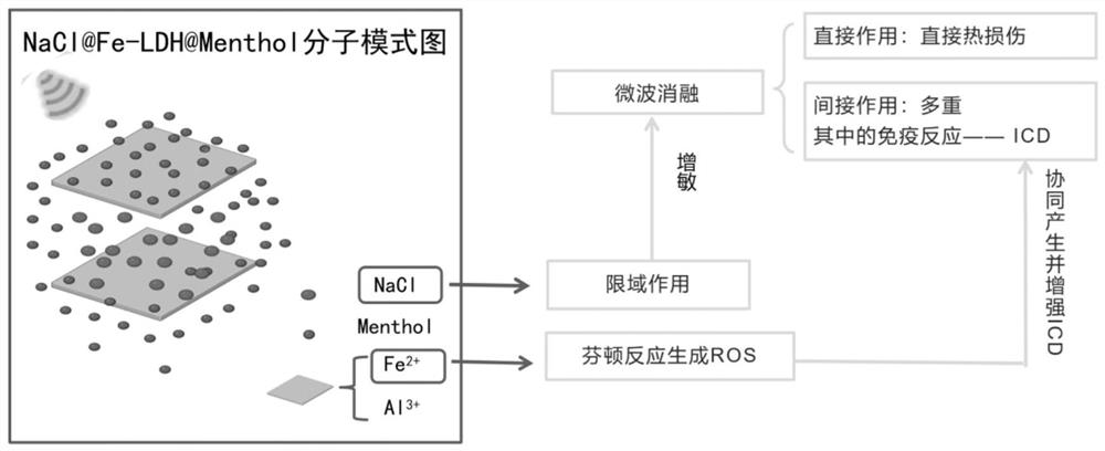 Nanometer material based on layered double hydroxides, preparation method and application