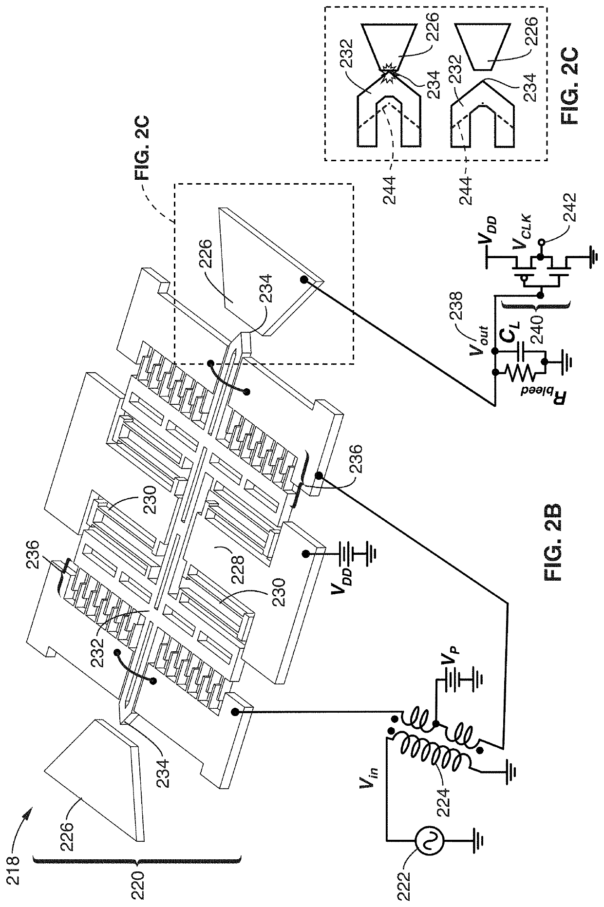 RF-powered micromechanical clock generator