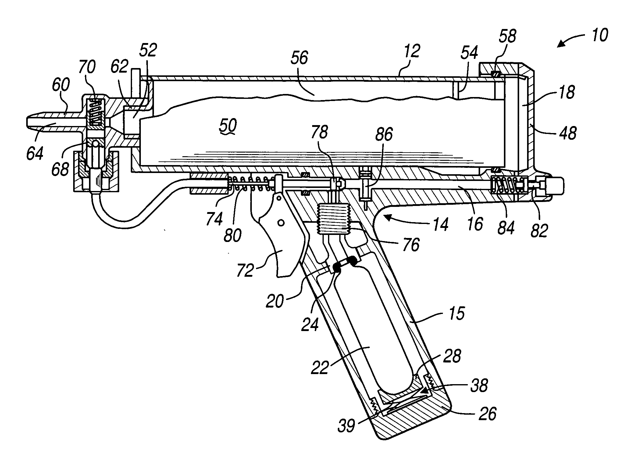 Pressure release connection and pneumatic dispensing device