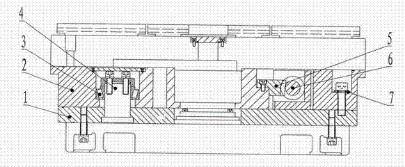 Eccentric mechanism used on working table of vertical grinder