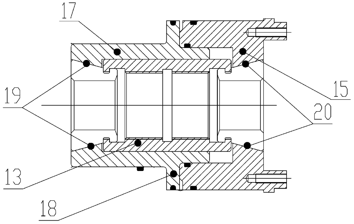 The structure of the pressure cylinder driving the double-ended collet in the main shaft