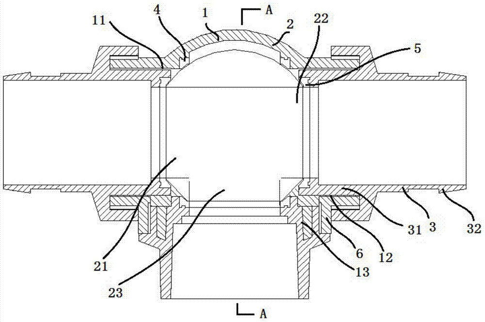 Three-way plastic ball valve