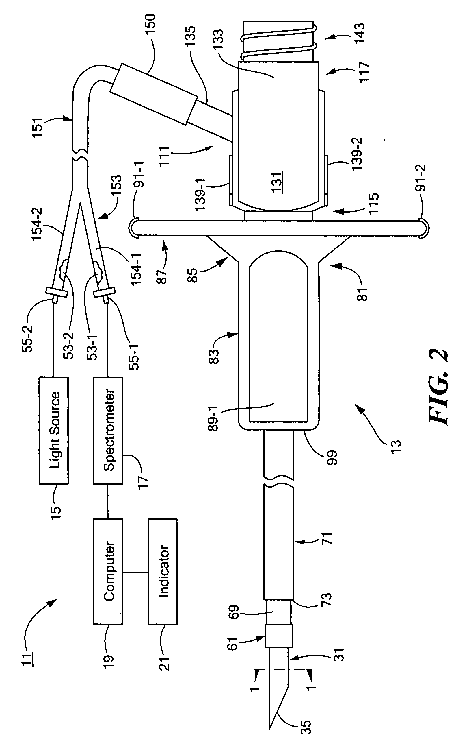 Optical spectroscopic injection needle