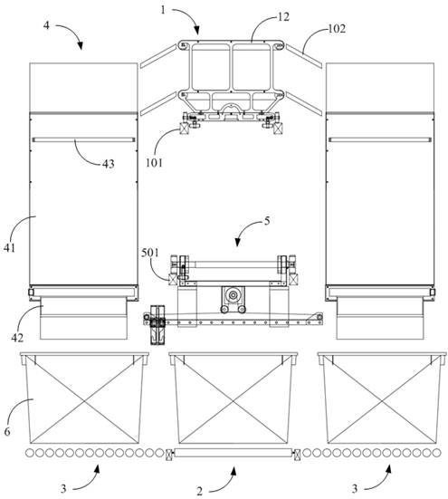 Crossed belt type sorting system and sorting system