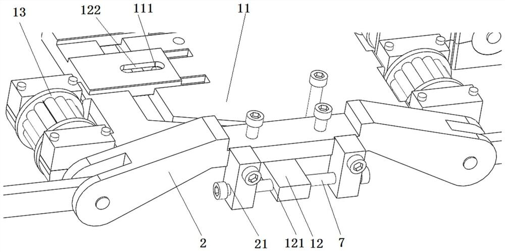 Double-motor synchronous motion control device with adjustable wheel track of conveying belt