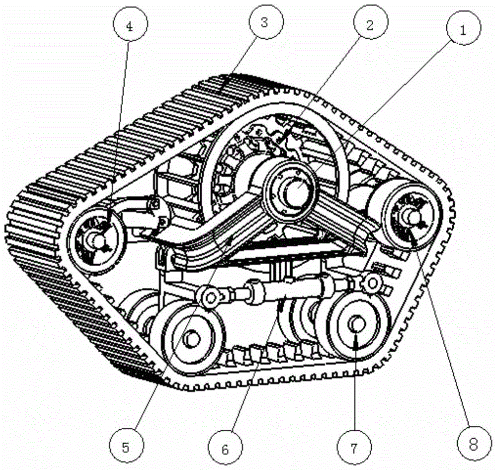 A crawler wheel with adjustable ground contact area and elastic tightness